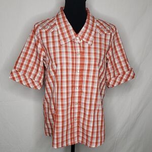 Bit & Bridle Womens Plaid Embroidered Snap Pearl Button Up Shirt Size M Western